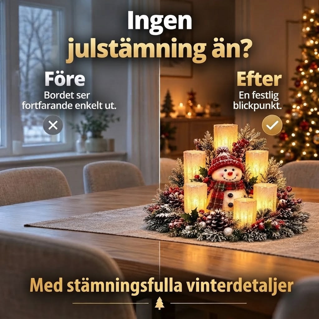 Upplyst juldekoration med flamfri ljus