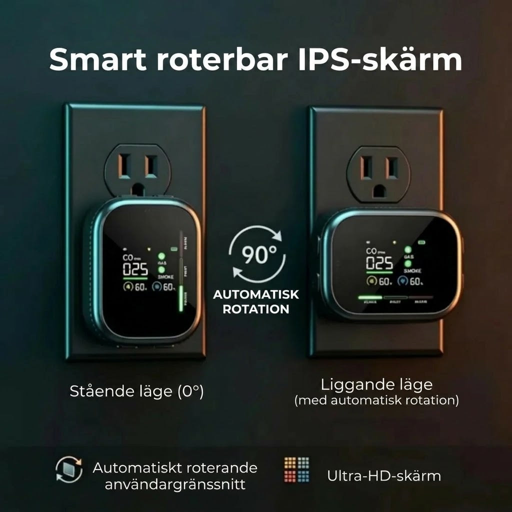 6 i 1 smart säkerhetsdetektor för kolmonoxid gas och rök