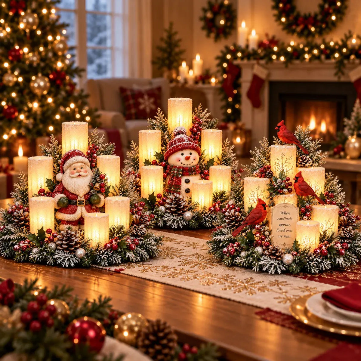 Upplyst juldekoration med flamfri ljus