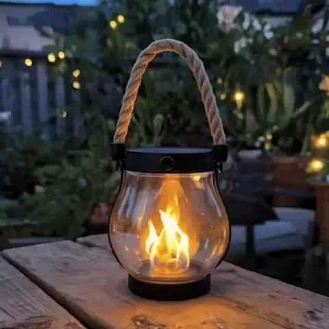 Stämningsfull Solcellslykta med Flammande Låga