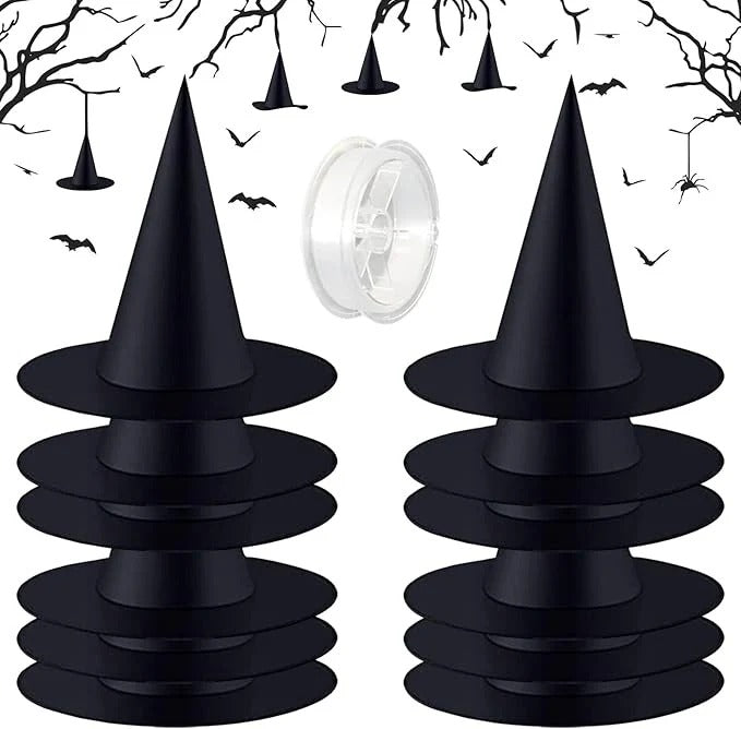Svävande häxhattar för Halloween-dekoration