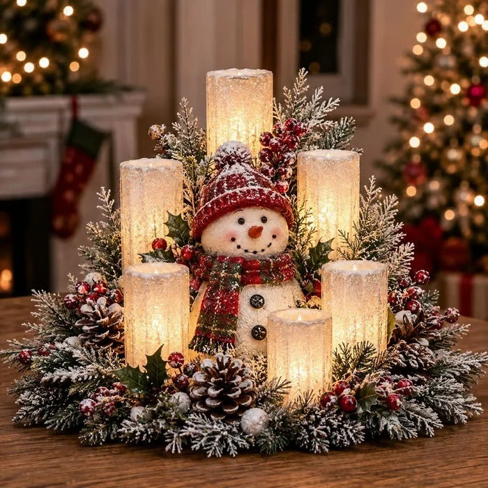 Upplyst juldekoration med flamfri ljus