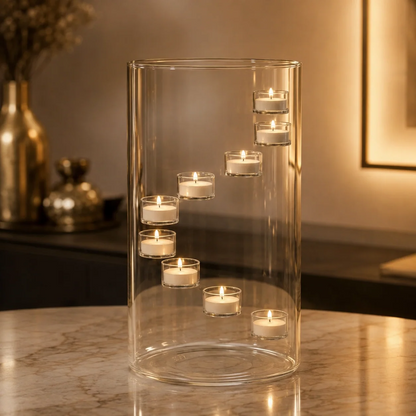 Aura Glass ljuslykta i glas med svävande ljuseffekt