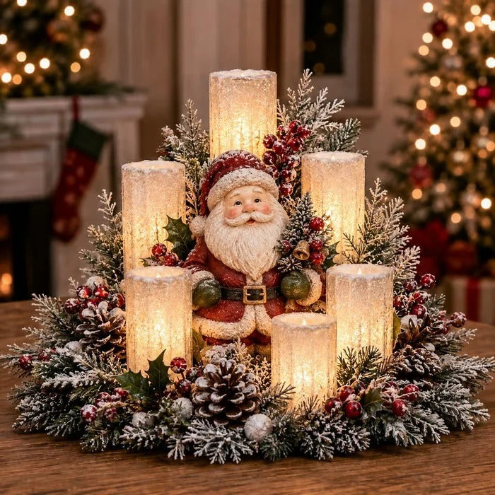 Upplyst juldekoration med flamfri ljus