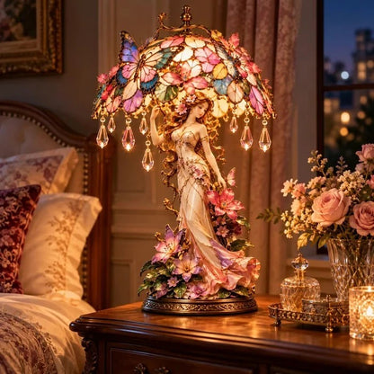 Enchanted Butterfly Garden Lady bordslampa med blommor och fjärilar