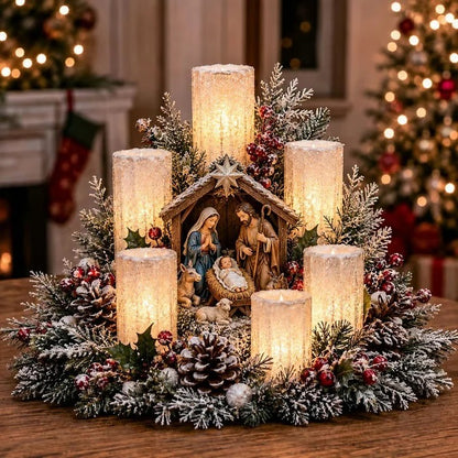Upplyst juldekoration med flamfri ljus