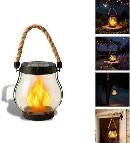 Stämningsfull Solcellslykta med Flammande Låga
