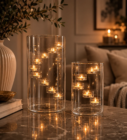 Aura Glass ljuslykta i glas med svävande ljuseffekt
